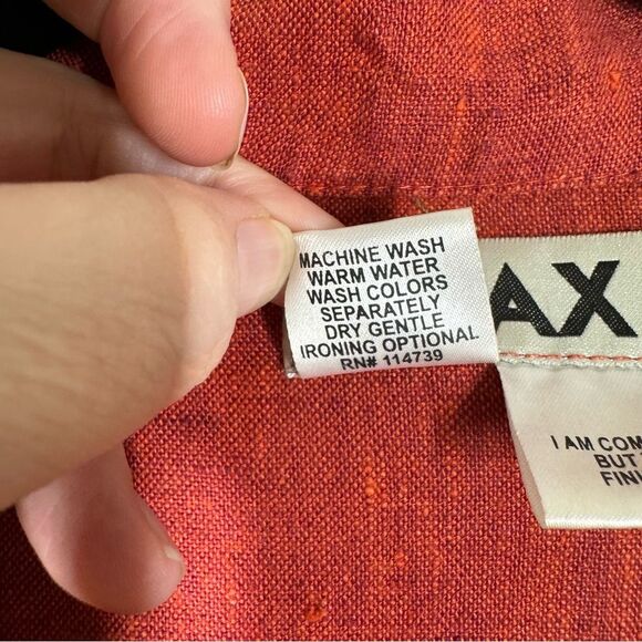 Flax Women's Red Linen Button Front Jacket Blazer Size Small Lagenlook Pockets - Picture 5 of 8